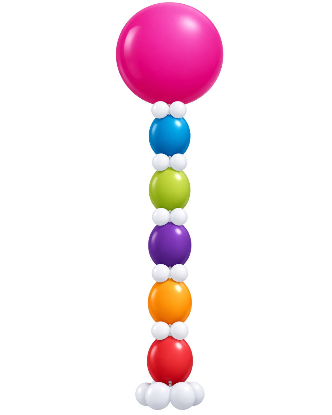 A bunch of colorful balloons stacked on top of each other on a white background.