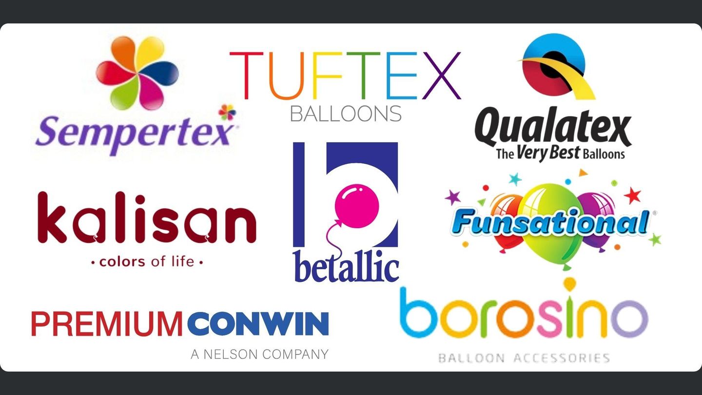 a collage of logos for different companies including tuftex balloons