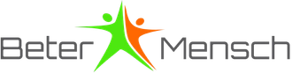 Logo: de tekst "Beter Mensch" met groene en oranje gestileerde figuren die omhoog reiken.