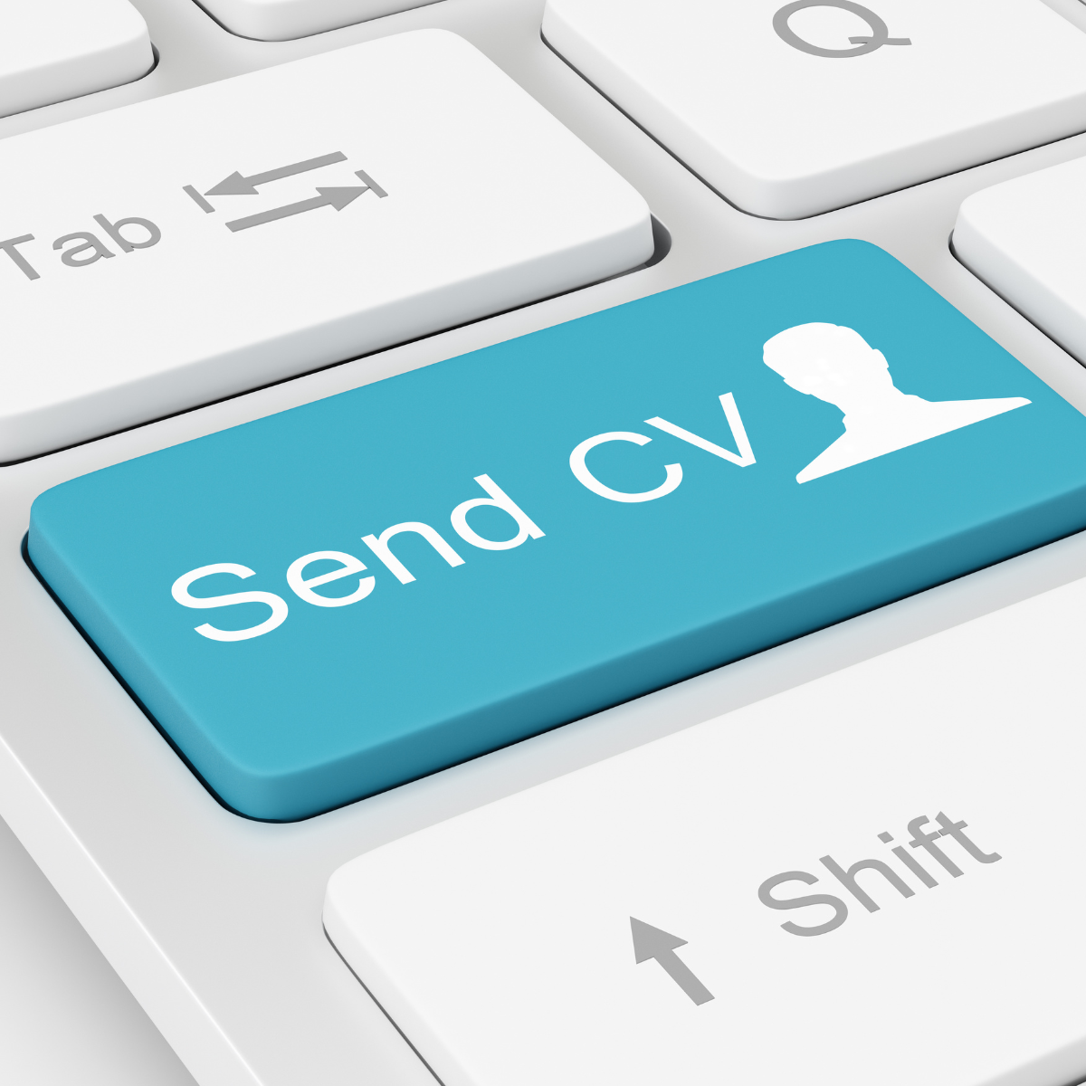 A blue send cv button on a keyboard