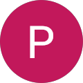 A pink circle with a white letter p inside of it.