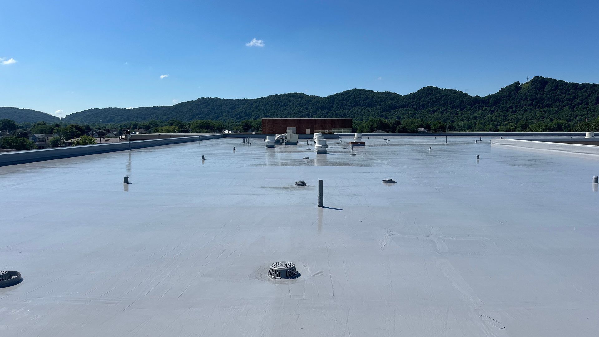 TPO roof in Cleveland, Ohio that was restored by installing the spray foam roofing system