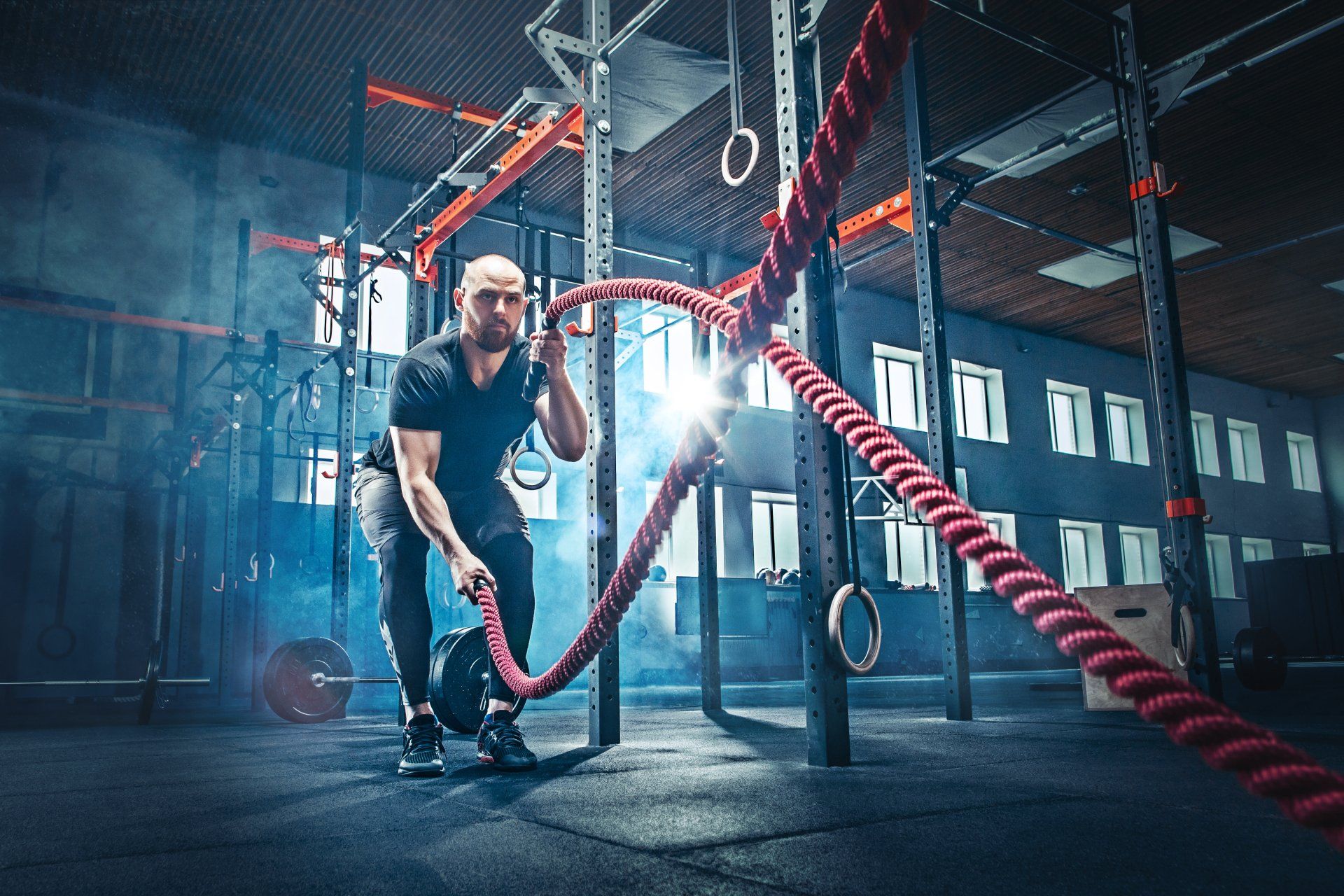 Men With Battle Ropes Exercise — Fitness Trainer in Brisbane, QLD