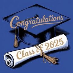 Blue graduation cap with