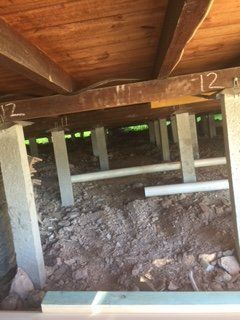 A picture of the underside of a house.