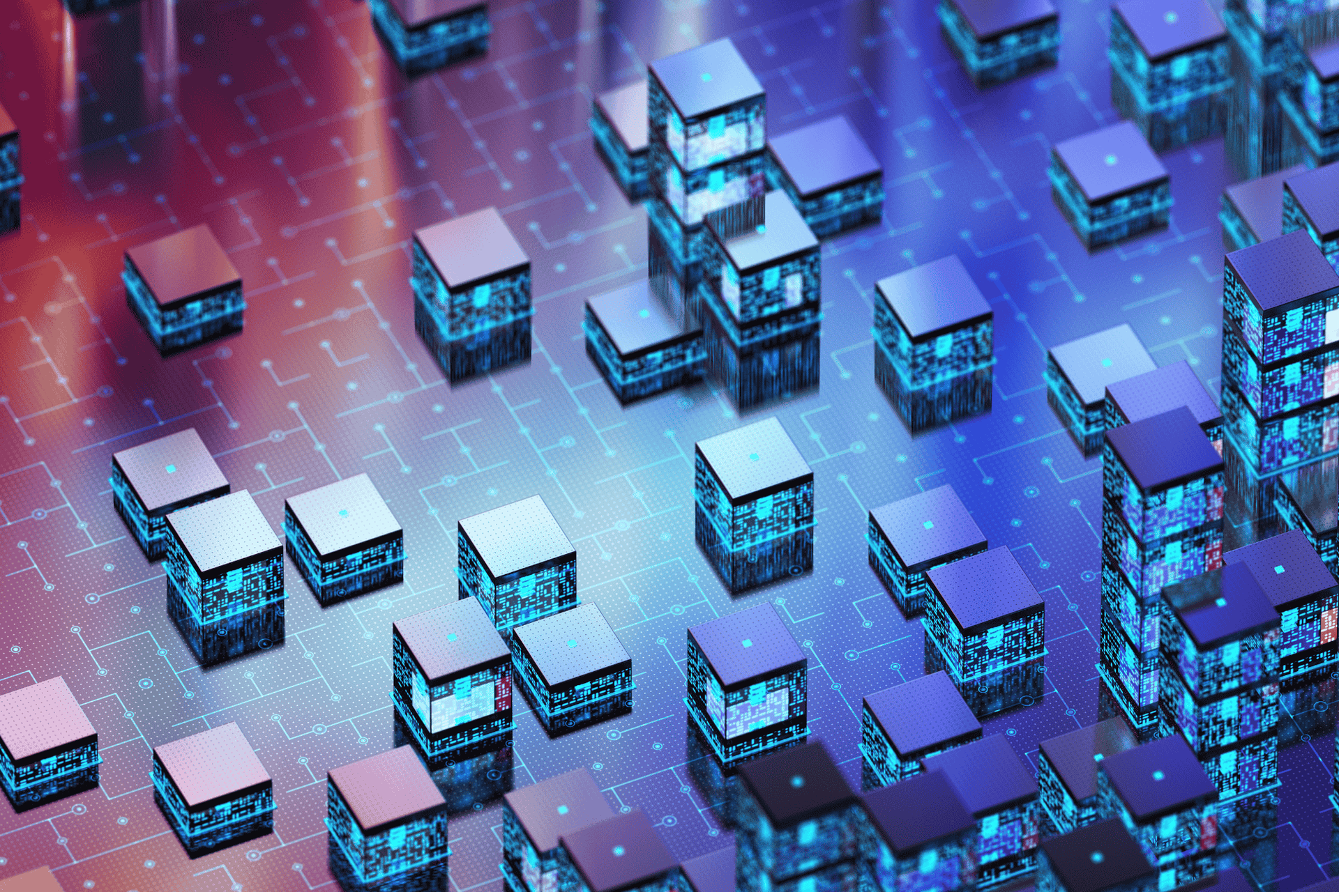 A bunch of cubes are sitting on top of each other on a table.