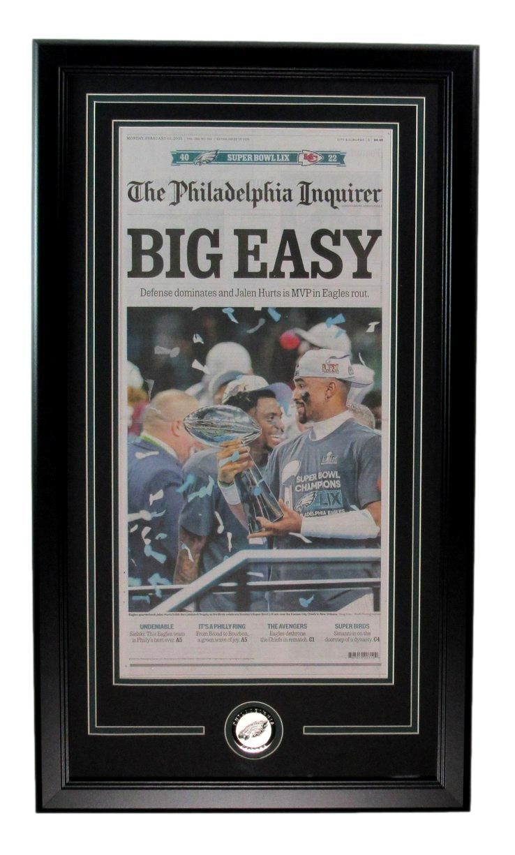 Framed Philadelphia Inquirer newspaper headline