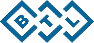 Blue logo with the letters B, T, and L, each contained within a geometric shape that overlaps with the others.