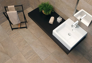 A bathroom with a sink and a towel rack — Tiling Service in Winnellie, NT