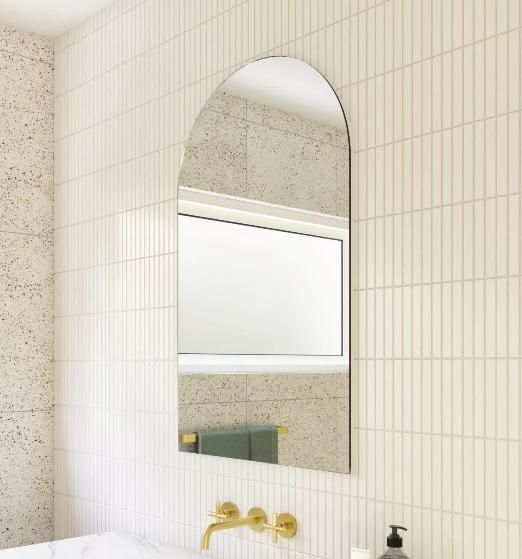 Modern Mirror Design Attached On The Wall — Tiling Service in Winnellie, NT