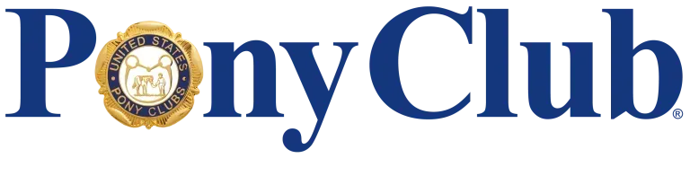 The logo for the pony club is blue and gold