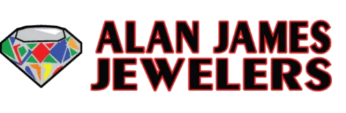 Alan James Jewelers logo with a gemstone graphic.