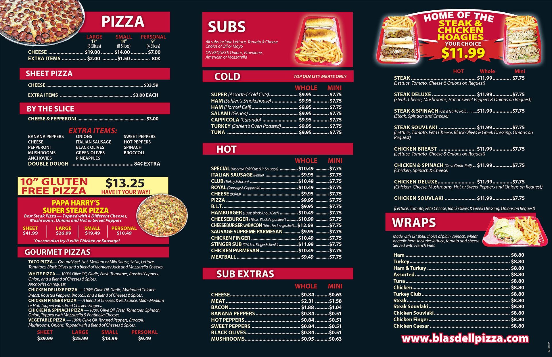 Menu | Blasdell Pizza | Pizza Delivery | Buffalo, NY