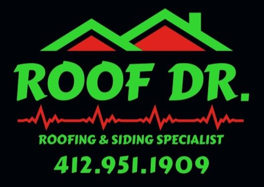 The logo for Roof DR. shows a doctor with a stethoscope around his neck.