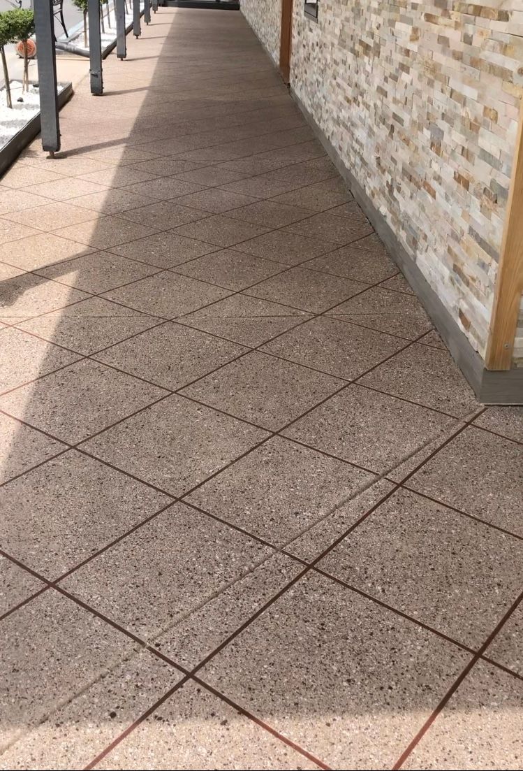 Verandah footpath with pattern pave hand laid tile effect with custom colour and texture in Berwick Vic