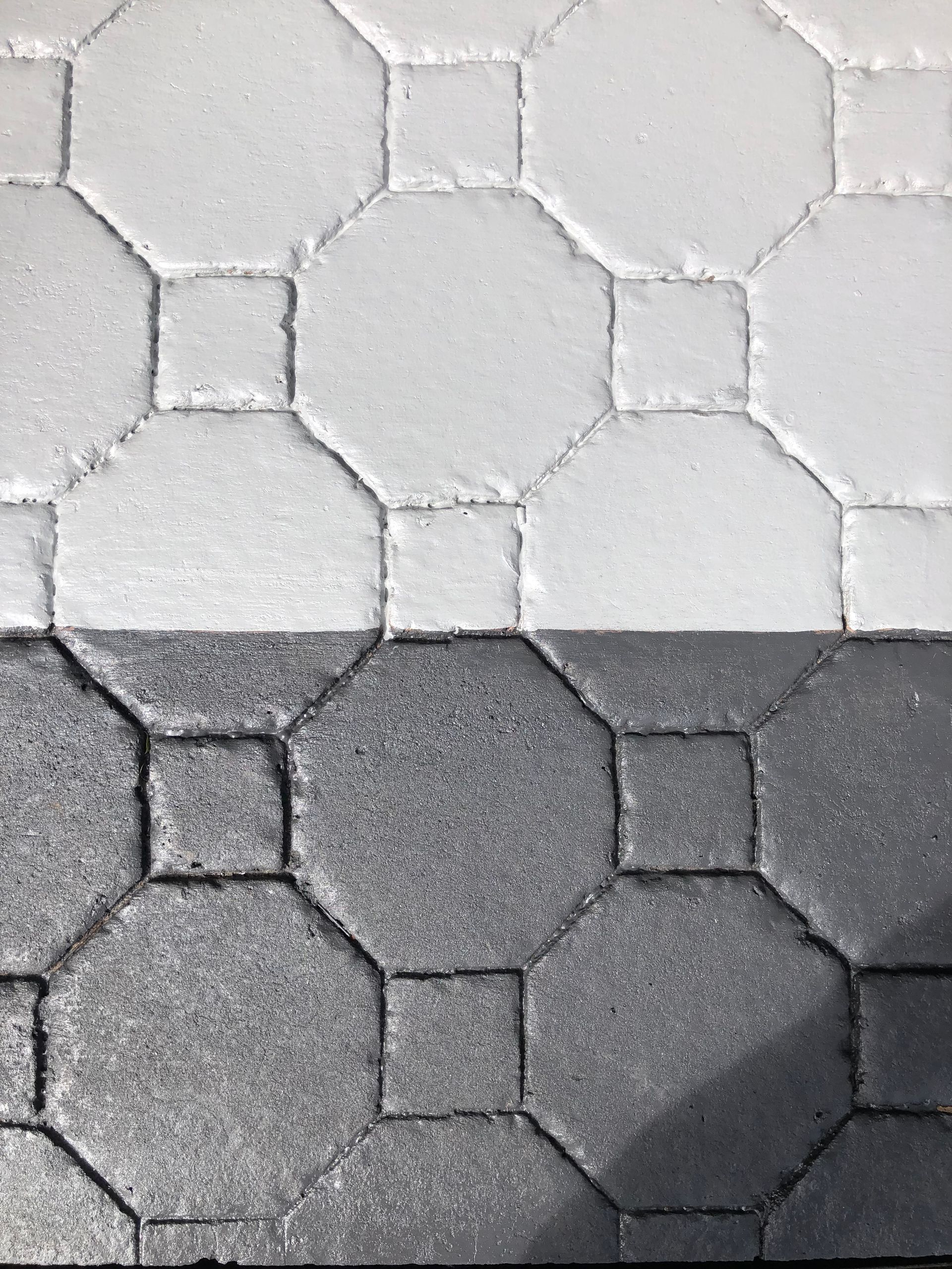 Hand-finished two-tone stamped concrete sealing and restoration in Melbourne South East by Melbourne Concrete Sealing.