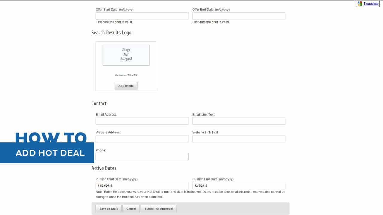 A screenshot of a website that says how to add hot deal