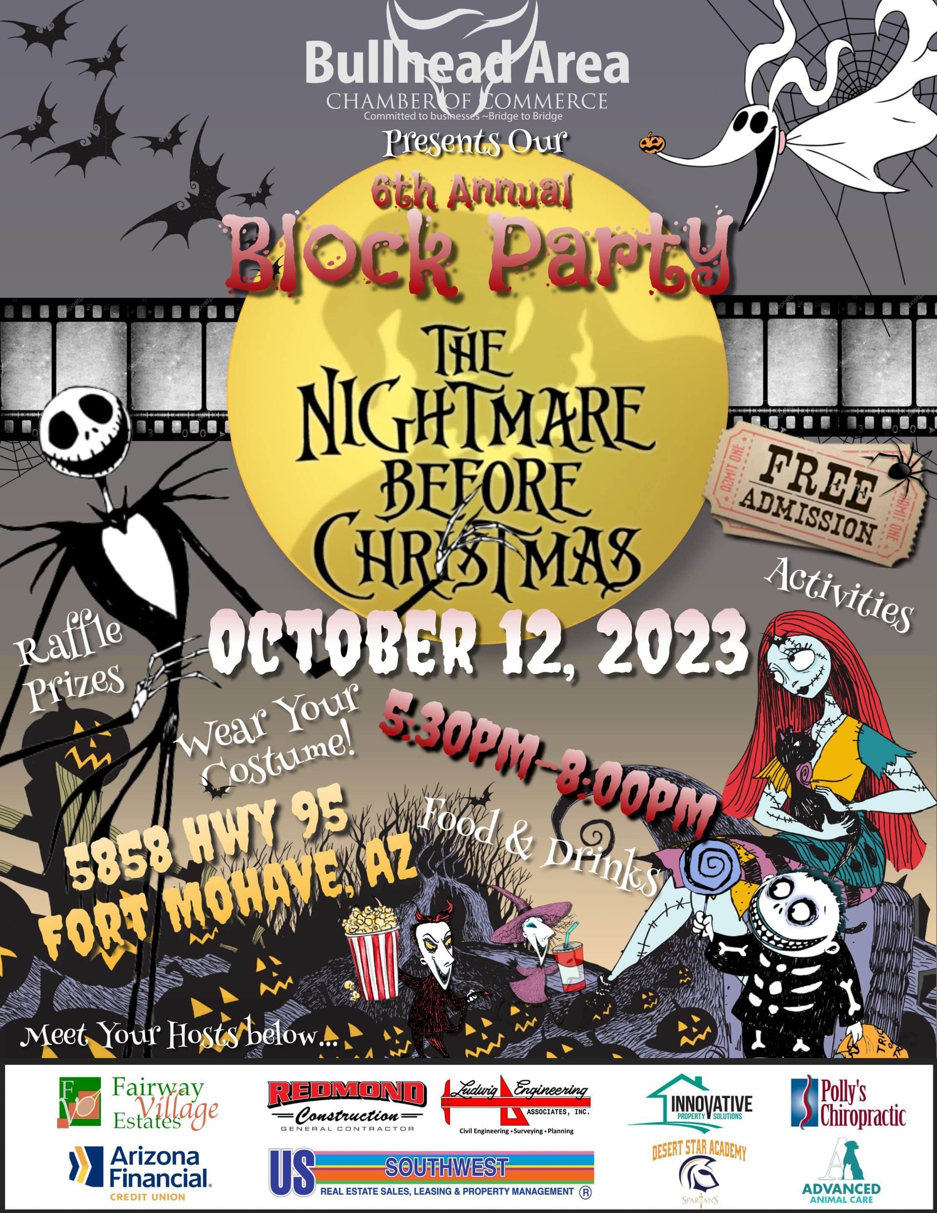 A poster for the nightmare before christmas block party