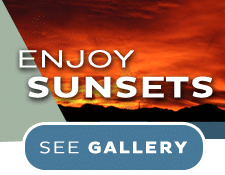 A picture of a sunset with the words `` enjoy sunsets '' and a button that says `` see gallery ''.