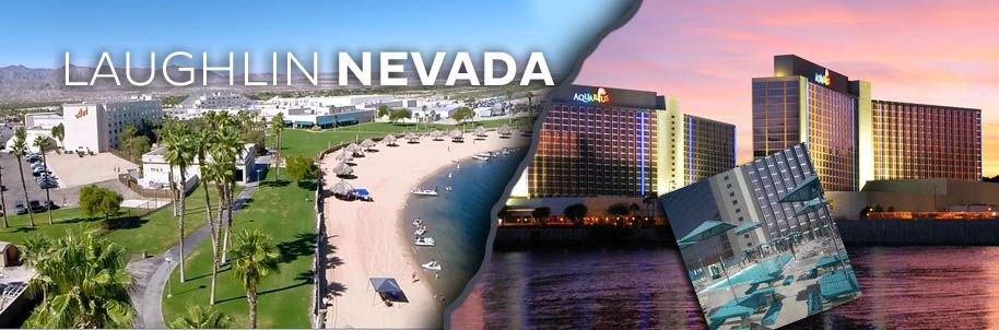 A picture of laughlin nevada with a beach and buildings