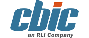 A blue and orange logo for cbic an rli company