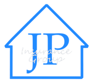 A blue house with the letter jp on it