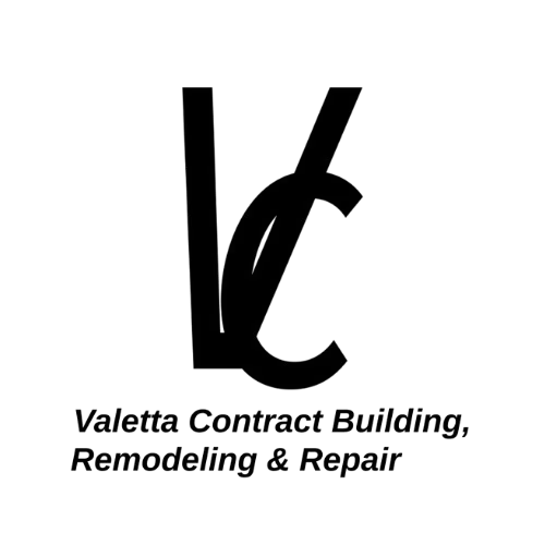 Logo for Valetta Contract Building, Remodeling & Repair with black stylized initials on white background