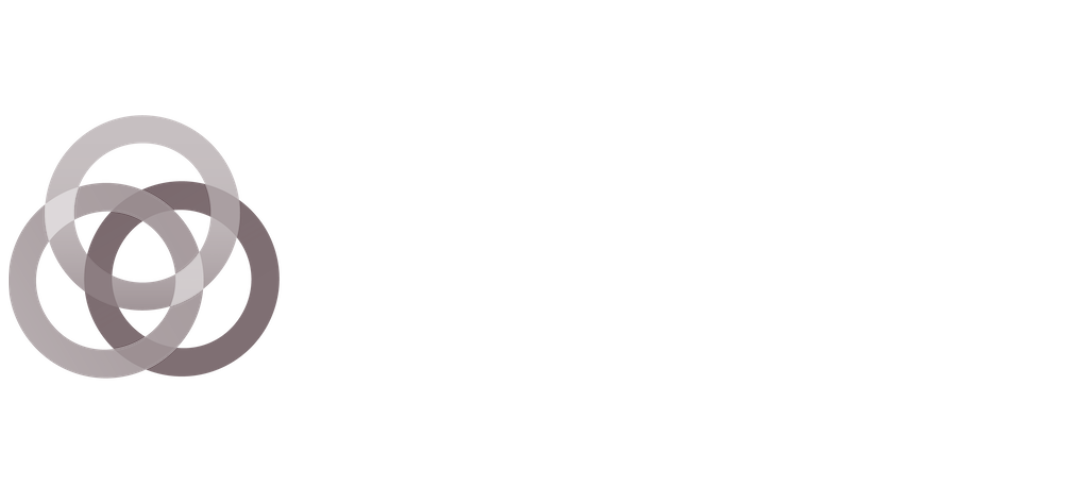A black and white logo with a circle in the middle on a white background.