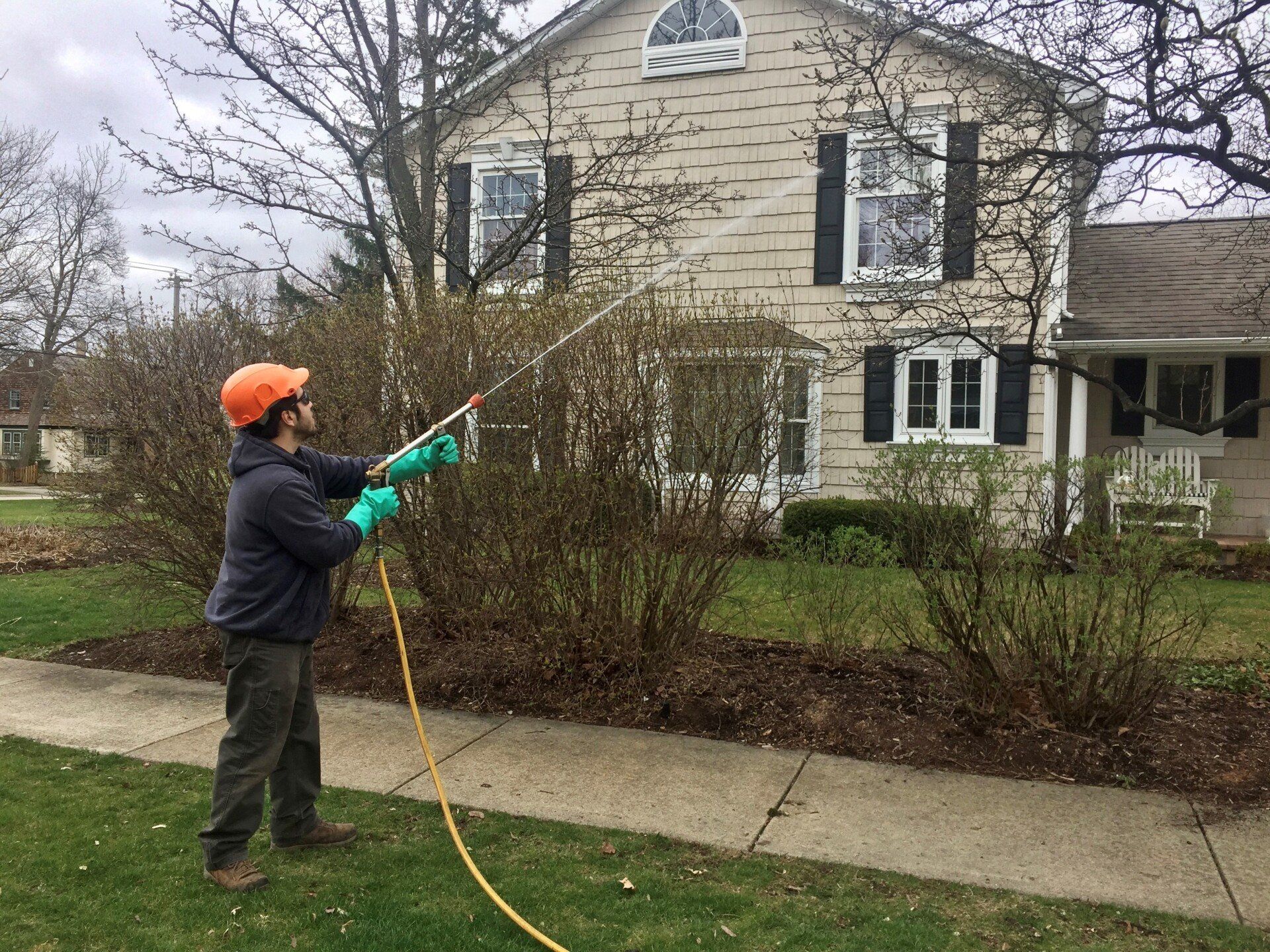 Man With Water Hose | Gilberts, IL | Crown Tree Care Inc.