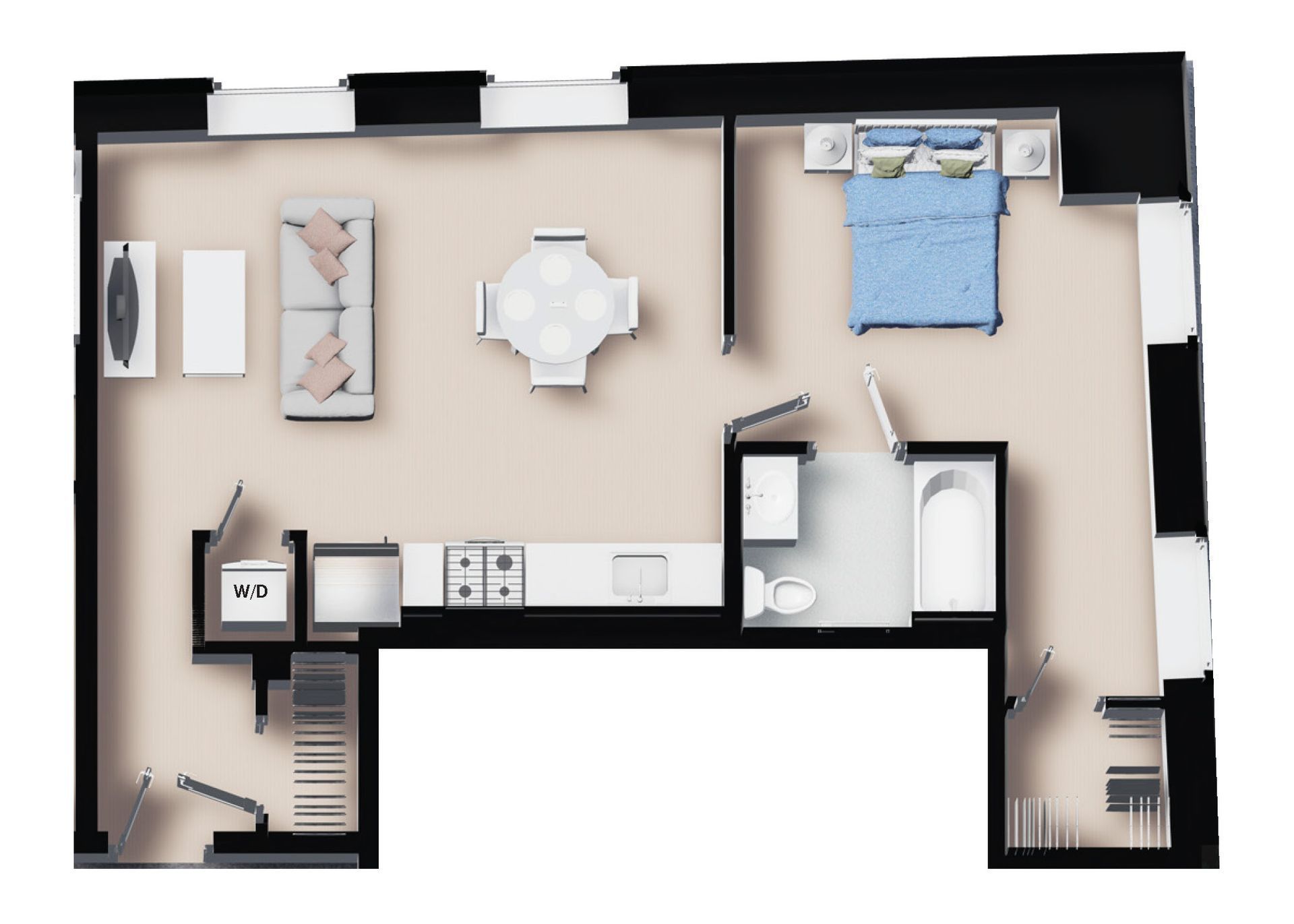 Unit 302- One Bedroom- 601 SF