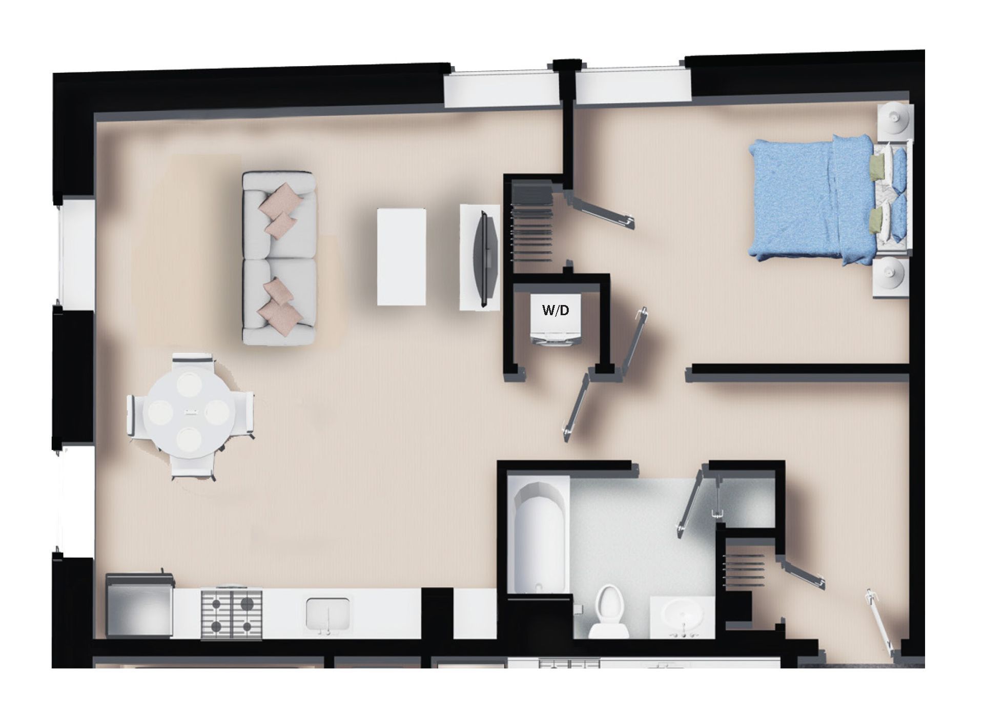 Unit+ 401- One Bedroom- 632 SF