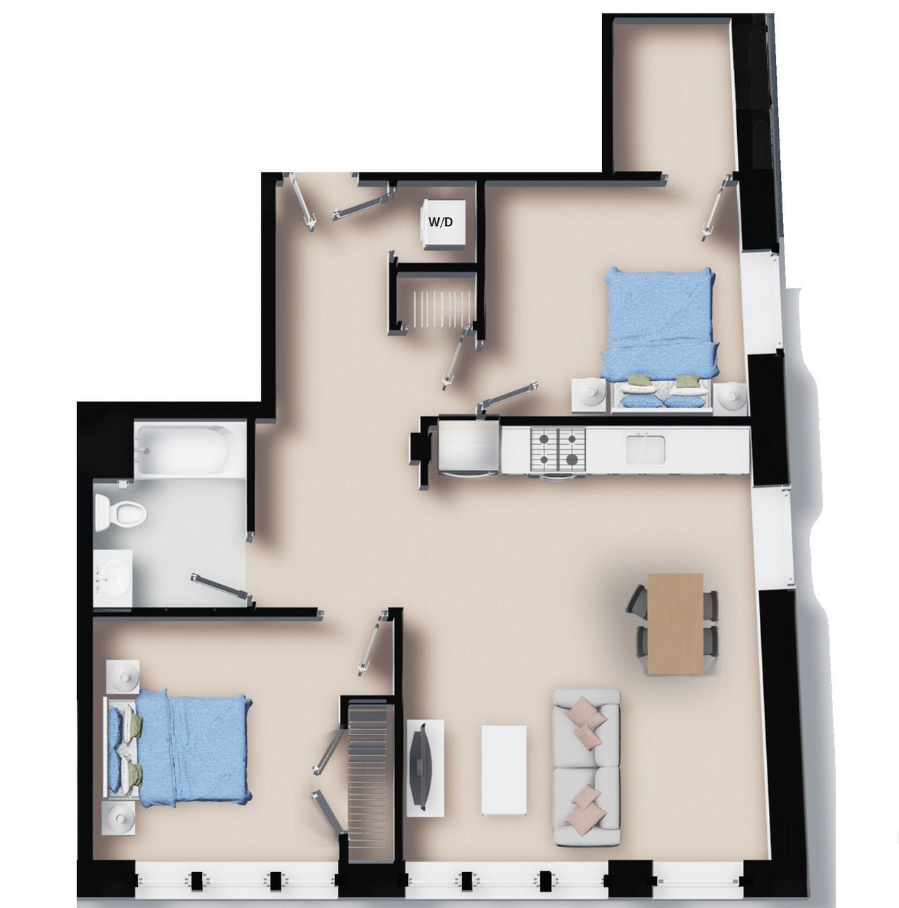 Unit 404- Two Bedroom- 841 SF