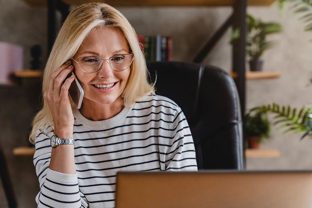 woman calling on phone about annuity