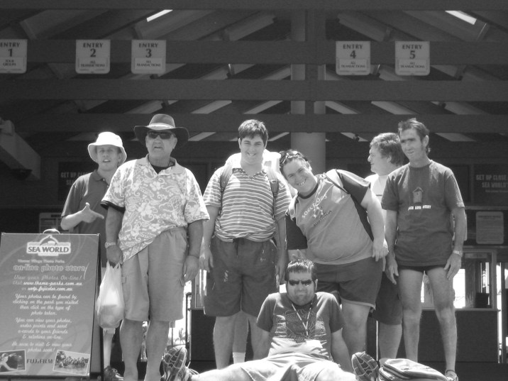 Black and white group of clients 