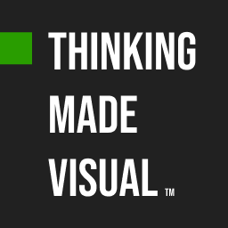 A black and white logo that says Thinking Made Visual