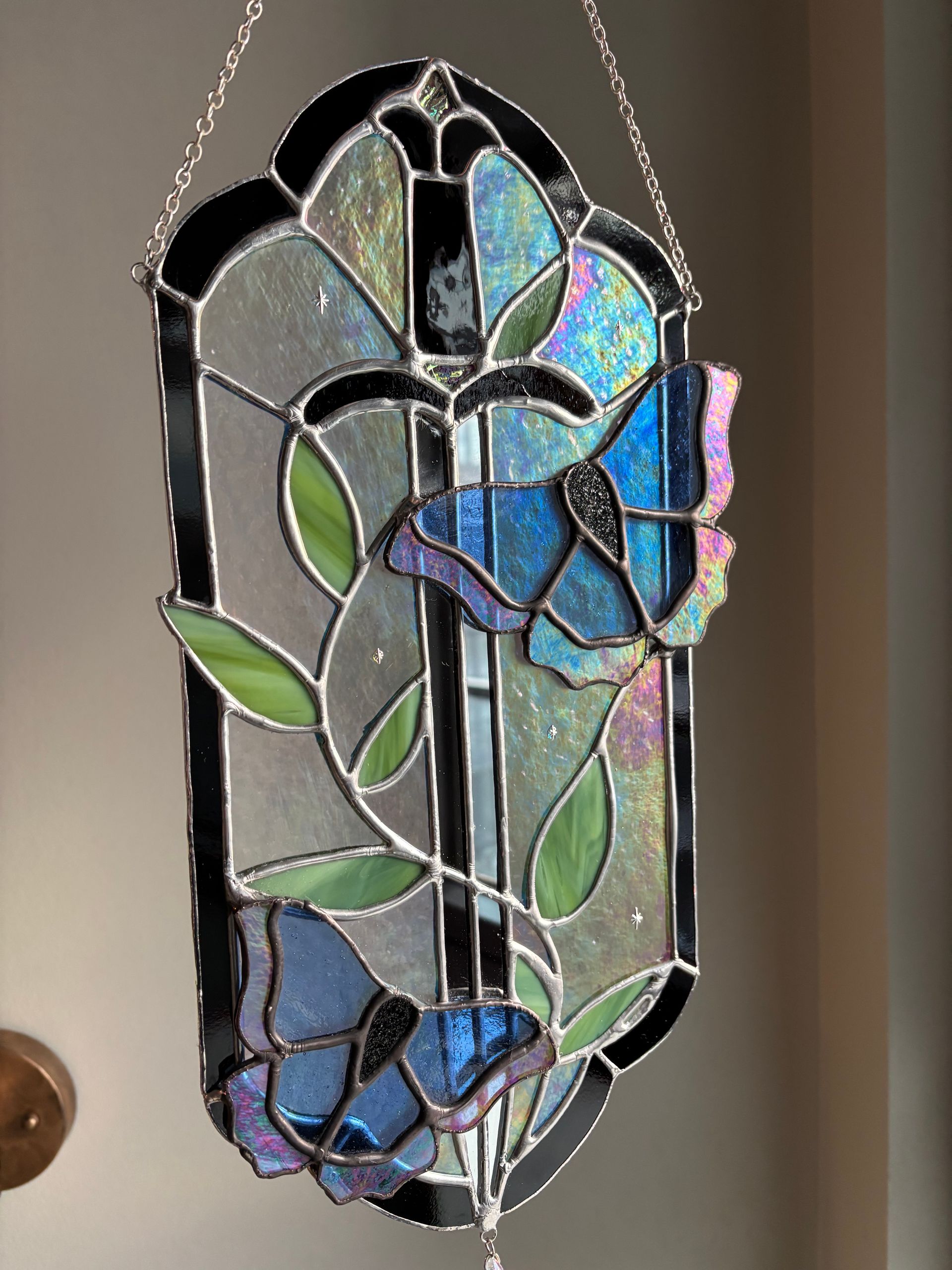 Little Osha Butterfly and Dagger Fantasy Stained Glass Art