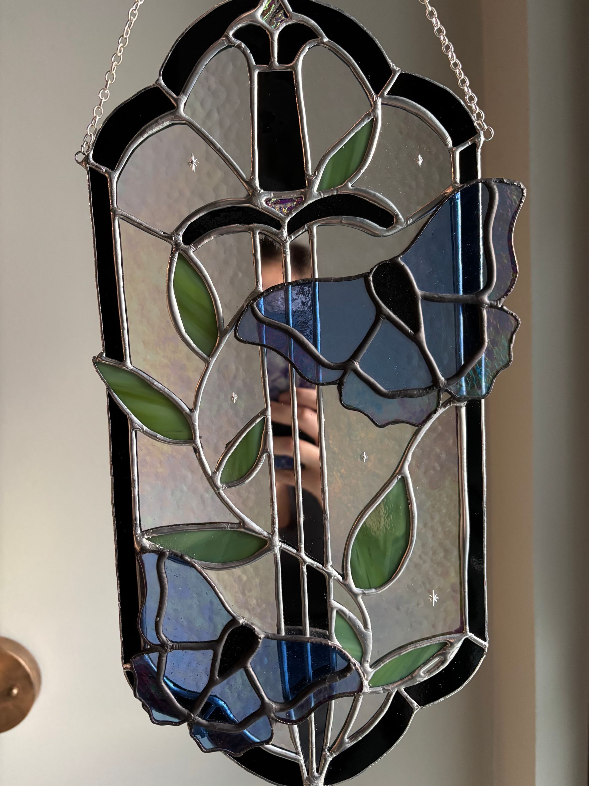 Little Osha Butterfly and Dagger Fantasy Stained Glass Art