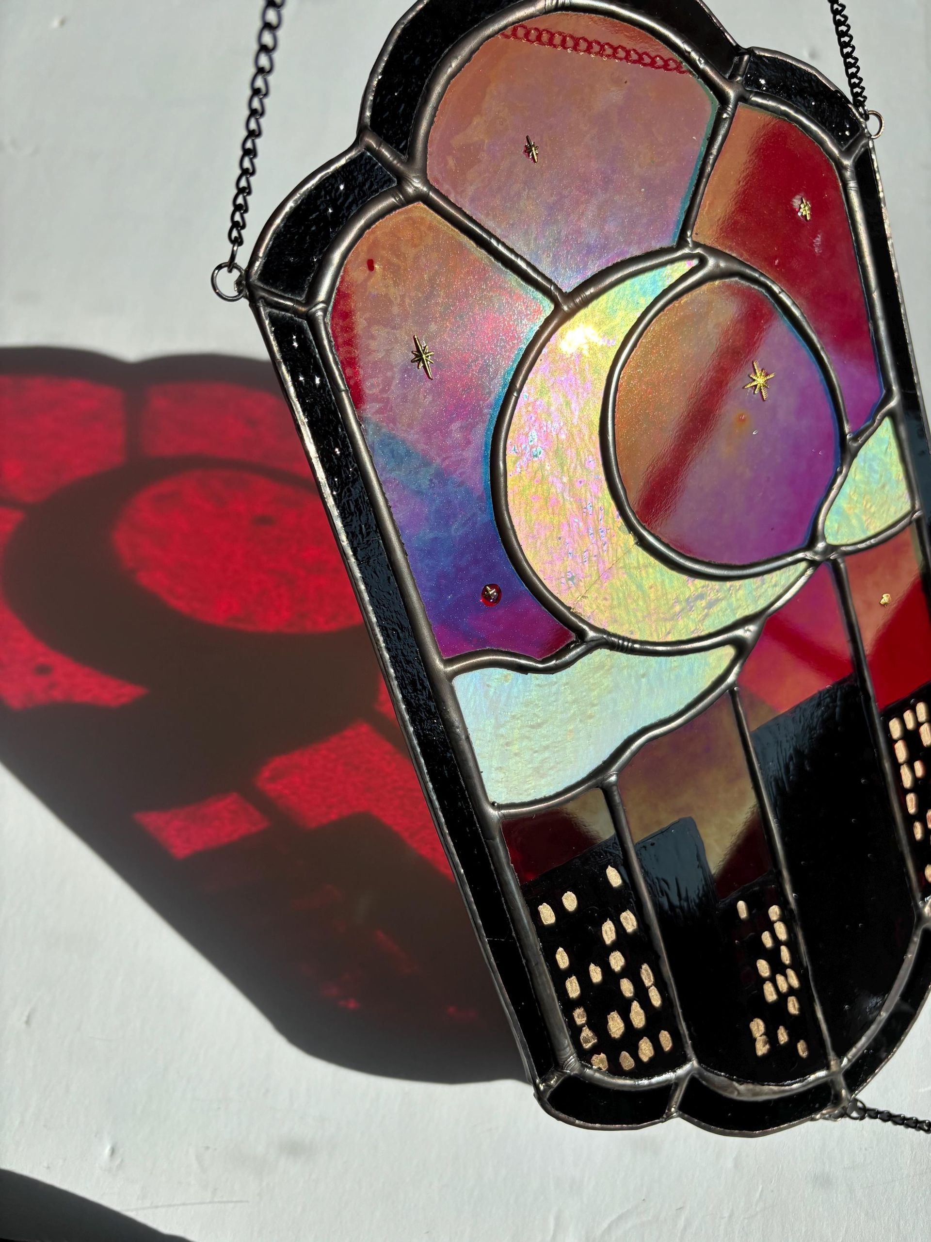 Crecent City Inspired Stained Glass Suncatcher Art ( discounted-small crack as pictured)