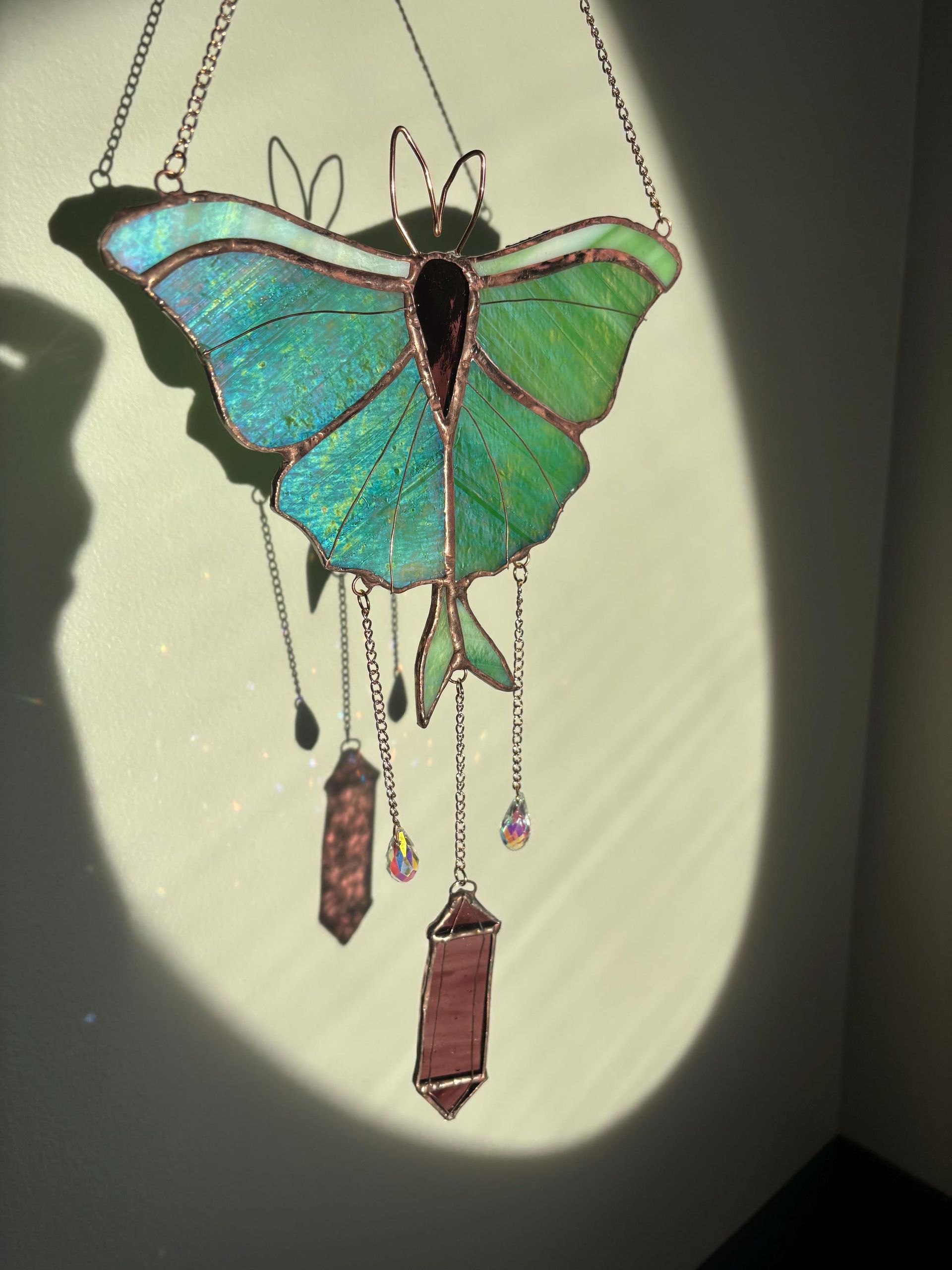 Luna Moth Stained Glass Suncatcher