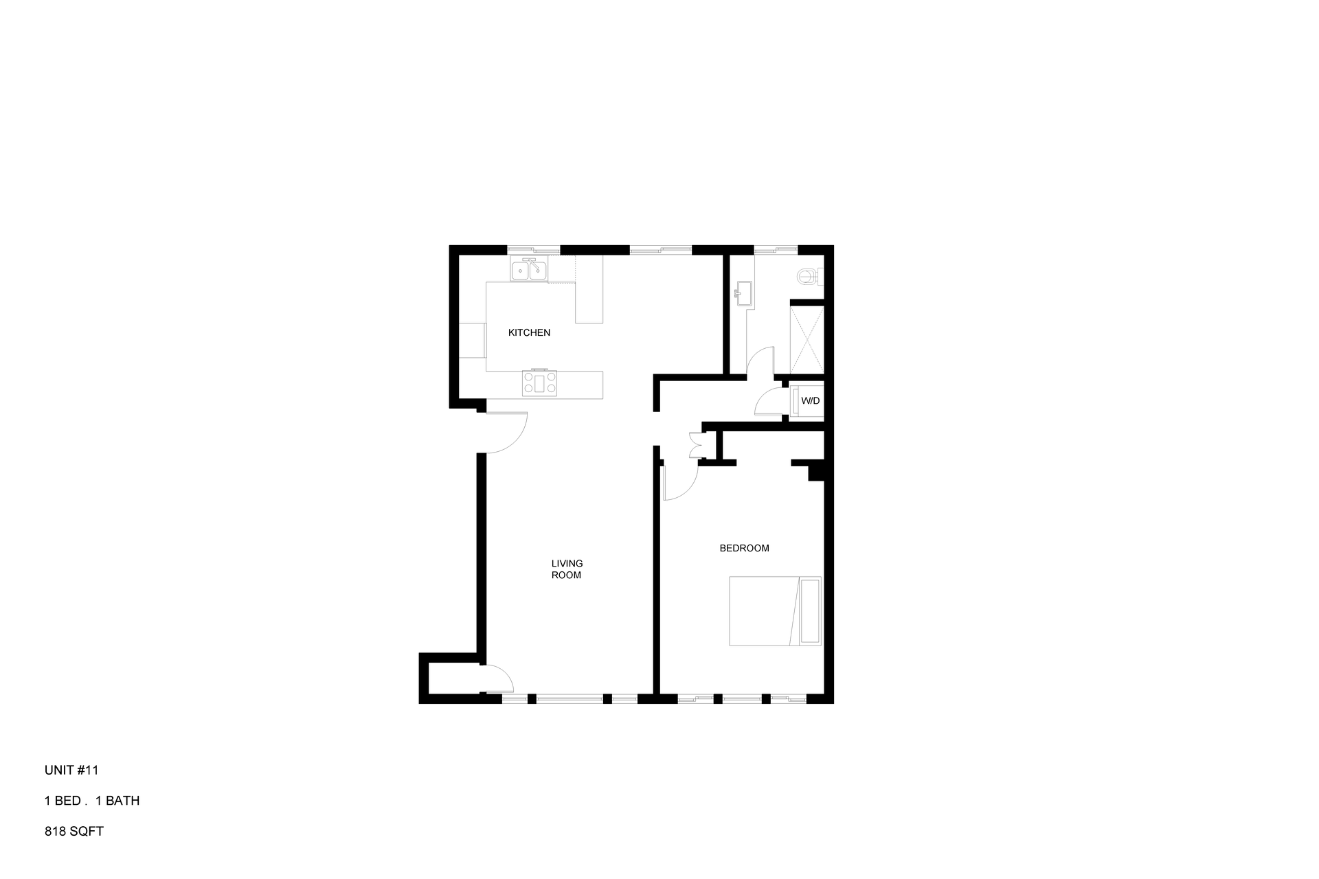 Floor Plan: Unit 1 1 bed 1 bath