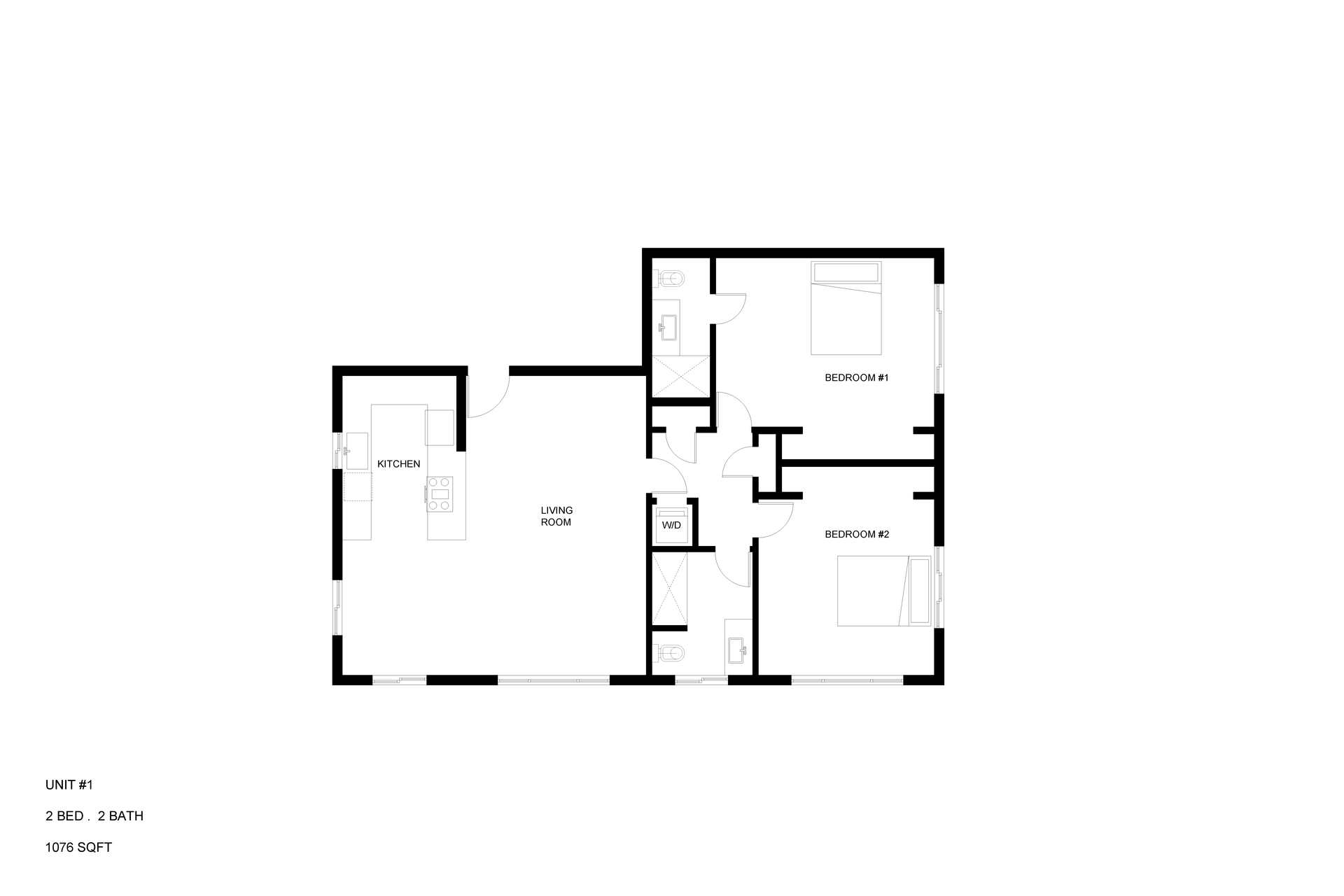 Floor Plan: Unit 1 2 bed 2 bath