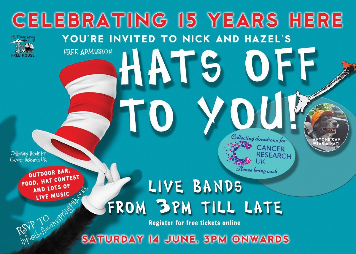 Hats Off Party at The Flowing Spring 14 June 2025. Celebrating 15 years here.