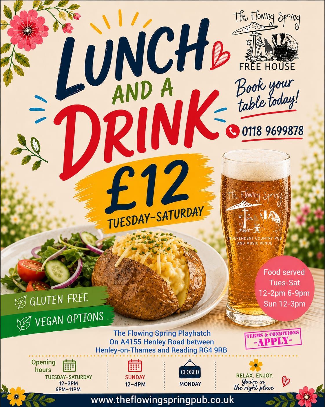 TWO GREAT OFFERS. LUNCH & DRINK FOR £12 AND MAIN MEAL & DRINK FOR £20