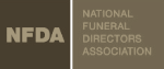 NFDA logo in tan on a dark brown background, reading National Funeral Directors Association.