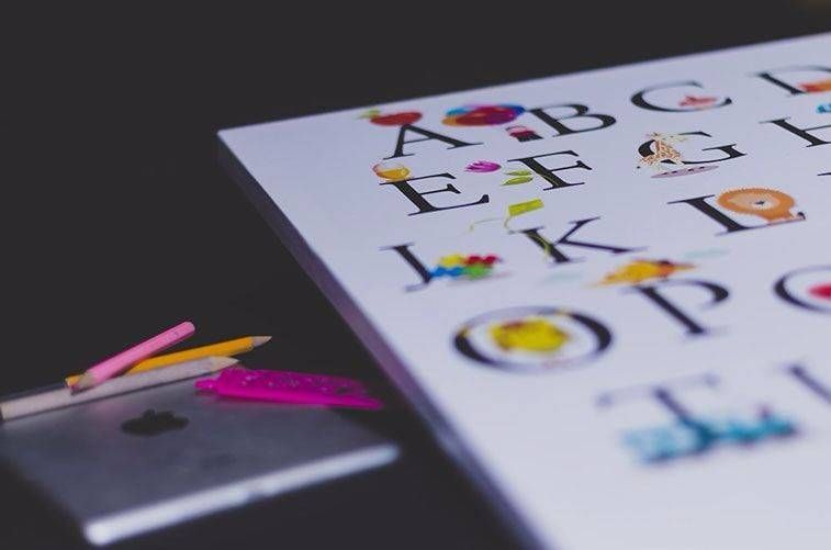 A sheet of paper with the letters of the alphabet on it