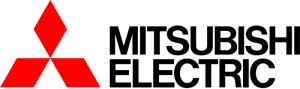 Mitsubishi Electric logo: red diamonds logo next to black text.