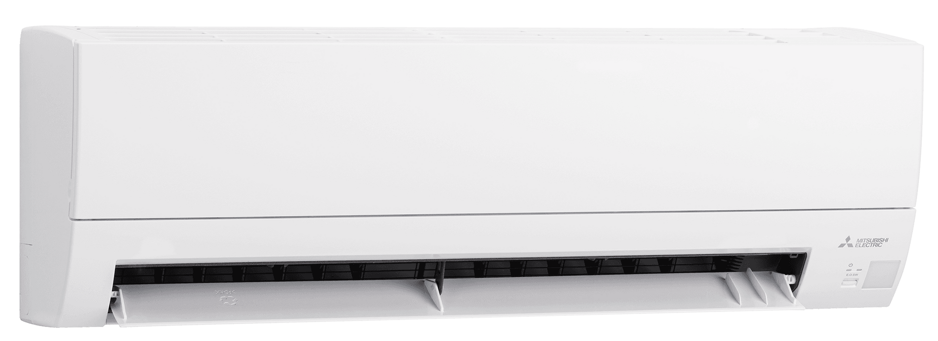 White Mitsubishi air conditioner mounted on a wall.