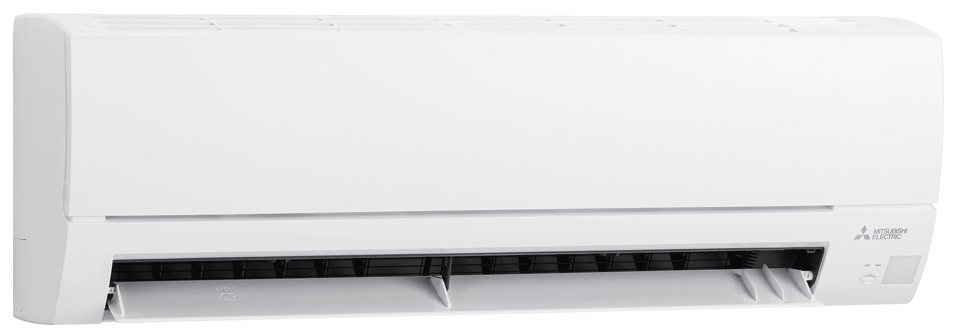 White air conditioner mounted on a wall.