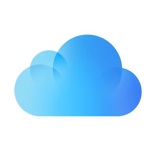 A blue cloud is floating in the air on a white background.