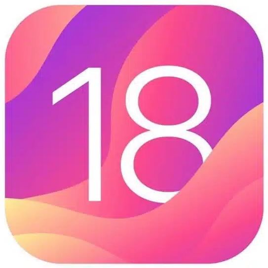 The number 18 is on a pink and purple background